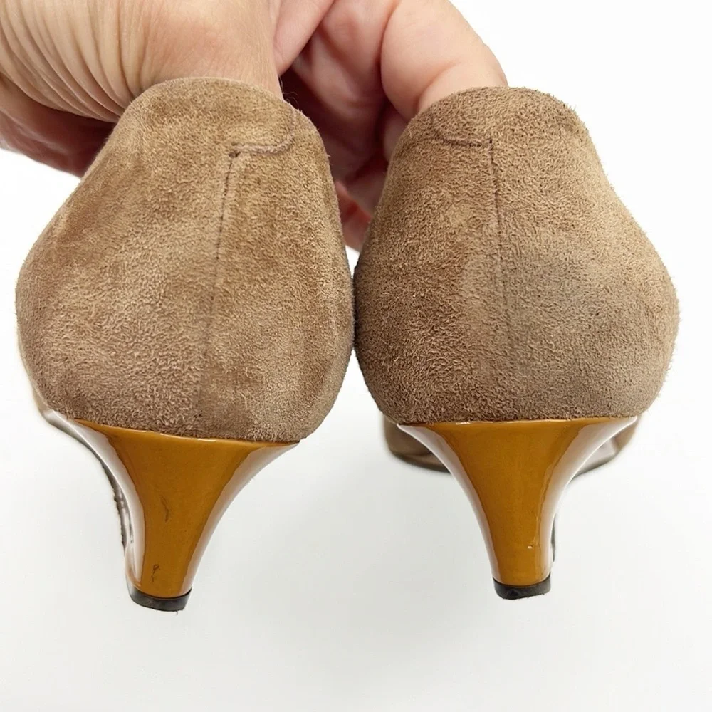 Bottega Veneta Brown & Ochre Suede Wedge Pump size 37 us 7